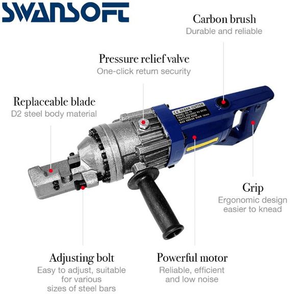 

power tool sets swansoft rc-16 rebar cutter portable steel bar cutting machine electric