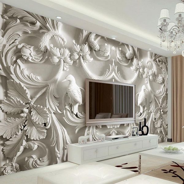 

wallpapers european style 3d relief flower murals wallpaper for living room sofa background decor wall cloth waterproof covering 3 d