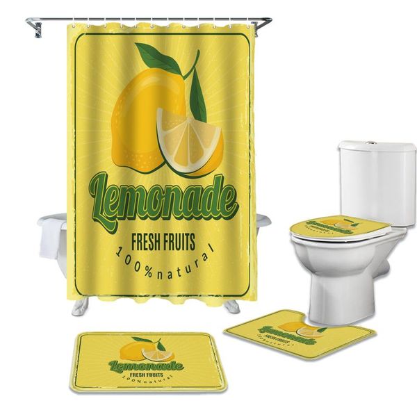 

summer plant fruit shower curtain set carpet cover toilet bath mat waterproof bathroom curtains