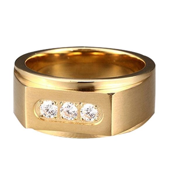 

cluster rings fashion men jewelry ring luxury alloy gold-color charm crystal zircon for accessories party gift, Golden;silver