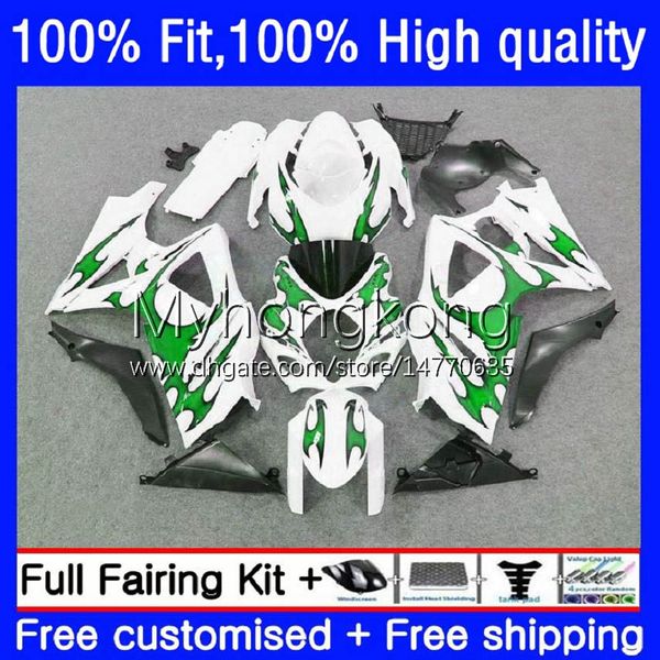 Bodywork OEM para Suzuki GSXR GREEN FLAMES 1000CC 1000 CC K7 Molde de Injeção 27NO.126 GSXR-1000 GSXR1000 07 08 GSXR1000CC 2007 2008 GSX-R1000 2007-2008 Kit de justo