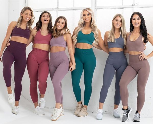 

yoga sets women's 2 piece set leggings + elastic sports bras woman gym clothing fitness sportswear workout seamless suits outfit