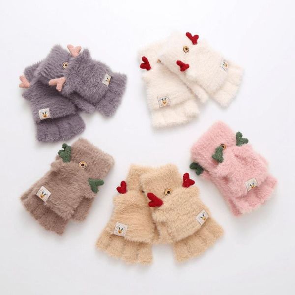 Guanti sportivi Graziose mezze dita Ladies Winter Plus Velvet Outdoor Office Calore Sweet Antlers Flip Christmas Wool Mittens