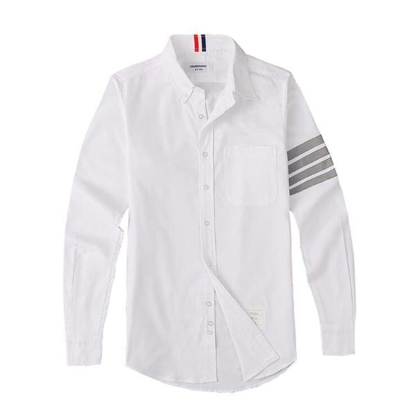 

fashion brand shirts men slim white long sleeve casual shirt turn down collar oxford fabric solid men's clothing 210721, White;black