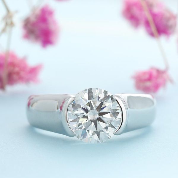 

cluster rings veryins sterling s925 2ct moissanite engagement ring for lovers man and women, Golden;silver