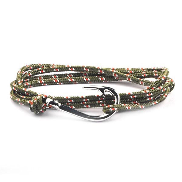 

charm bracelets fashion fish hook anchor men chain rope bracelet jewelry male wrap metal sport hooks sl129, Golden;silver