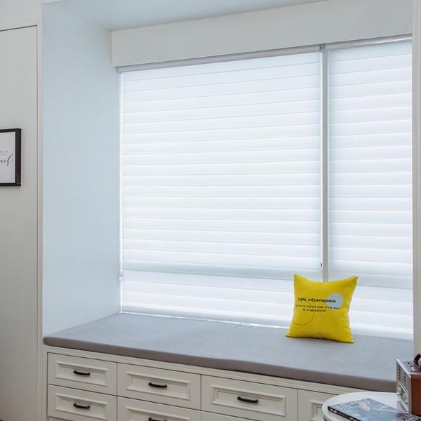 

blinds triple shades fabric 75mm wide white color shangri-la