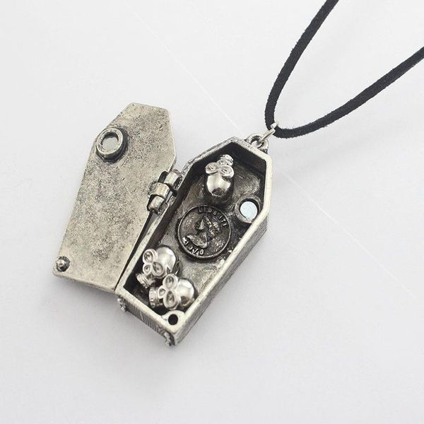 

pendant necklaces goth cross bat coffin for men women metal charms punk skull friendship necklace y2k jewelry gifts aesthetics, Silver