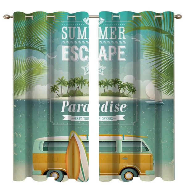 

curtain & drapes 2 pcs/set coconut tree thickened cloth nordic window blackout curtains for bedroom and living room