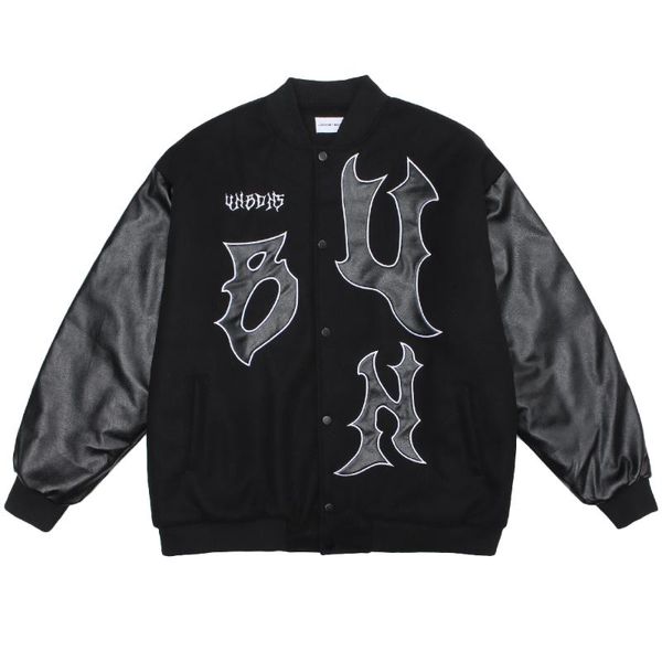 

men's jackets 2021 vintage baseball coats hip hop men streetwear embroidery jacket coat harajuku bomber patchwork cotton liner, Black;brown