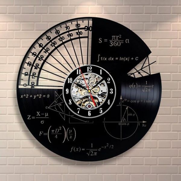 

wall clocks mounted records clock math themes quartz decorative for home decoration
