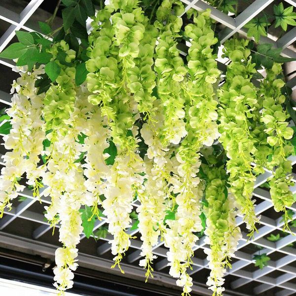

decorative flowers & wreaths 12pcs/bunch artificial wisteria vine garland flower hanging silk home party fake wedding decoration