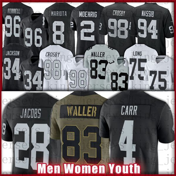 

las 28 josh jacobs vega football jerseys 4 derek carr 83 darren waller 34 bo jackson 11 henry ruggs iii 98 maxx crosby 94 carl nassib marcus, Black;red