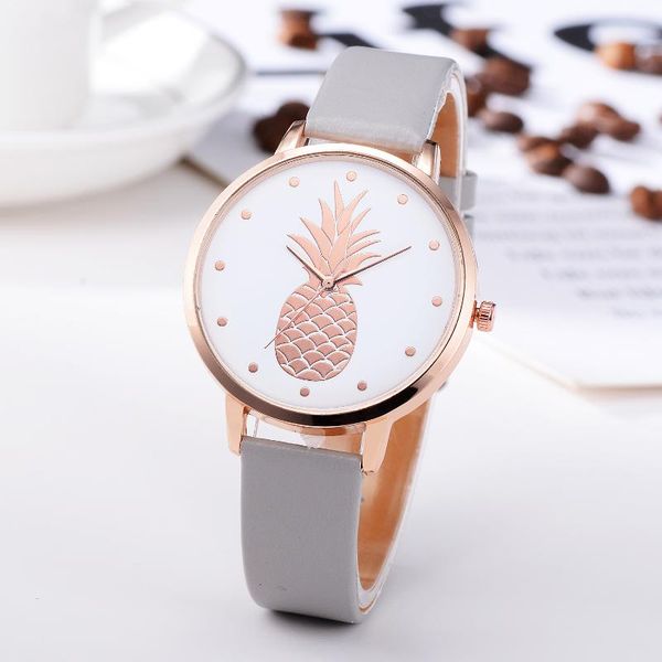 

wristwatches womens pineapple faux leather analog quartz watch relgio feminino special creative ladies watches zegarki, Slivery;brown