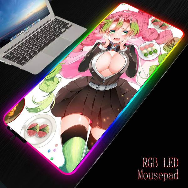 

mouse pads & wrist rests mrg girl anime demon slayer kimetsu no yaiba rgb pad xxl big gamer desk mat led mause backlit mice