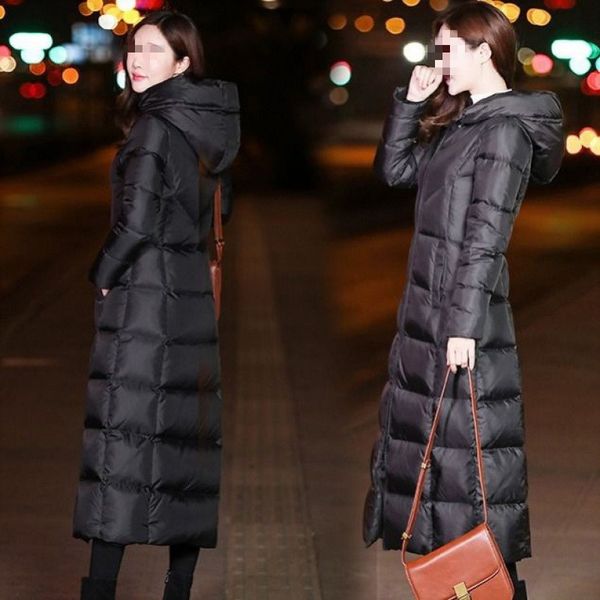 

women's luxury jacket winter long knee padded thickened slim hooded cloth women's cotton coat, Black;brown