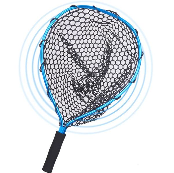 

fishing landing net outdoor brail blue soft rubber material eva handle nets tool accessory accessories