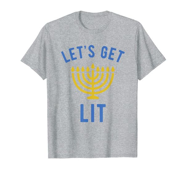 

hanukkah shirt let's get lit funny jewish menorah tshirt, White;black