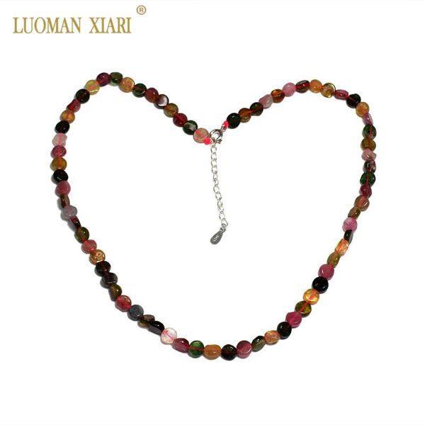 

wholesale 100% natural tourmalines necklace silver color snap hook extension chain jewelry for women girls gift about 48cm chokers, Golden;silver