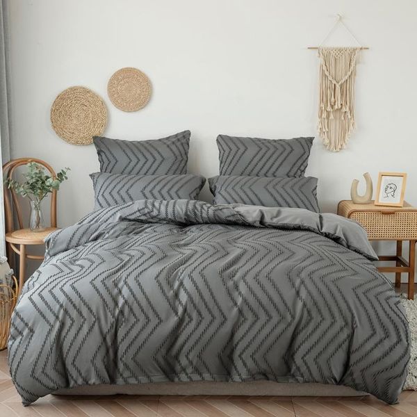 

bedding sets nordic style comforter cover set  white wave quilt pillowcase duvet double bed adults bedclothes