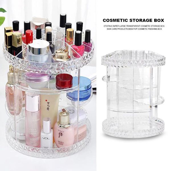 

degree rotating display transparent cosmetic storage box rack deskdiamond pattern adjustable multilayer makeup beauty eyebrow tools & st