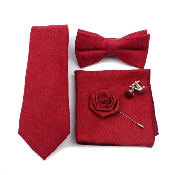 

neck ties fashion men's tie 5pc set solid color corduroy red rose pocket square necktie accessories daily wear wedding party gift for m, Blue;purple