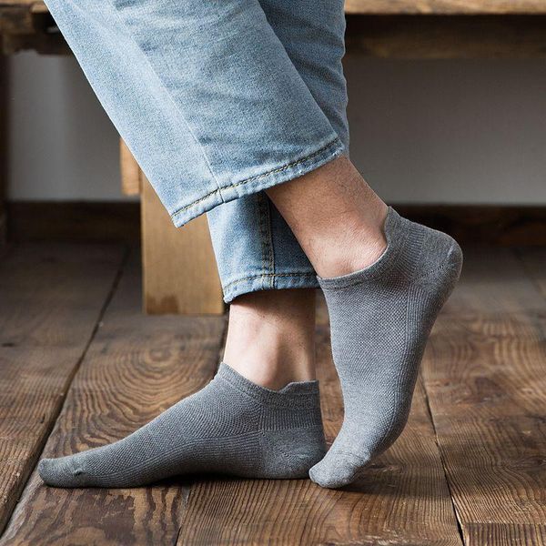 

men's socks man spring 1 pair cotton solid color short invisible casual breathable men ankle comfortable, Black