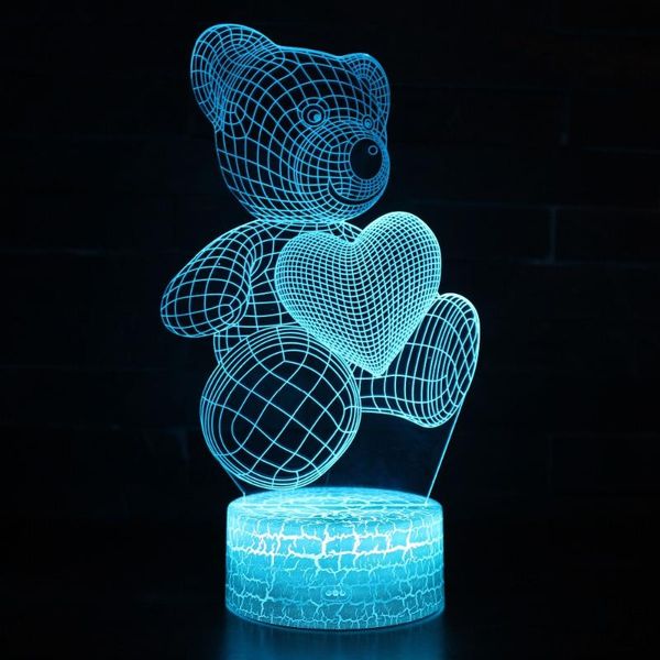 

night lights color changeable cute bear led 3d visual light creative bedroom illusion decoration novelty lamp kids gift souvenir