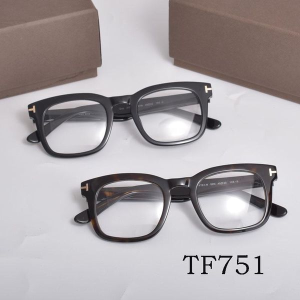 

fashion sunglasses frames tf751 tom for deye glasses men women acetate reading myopia prescription eyeglasses with packaging, Black