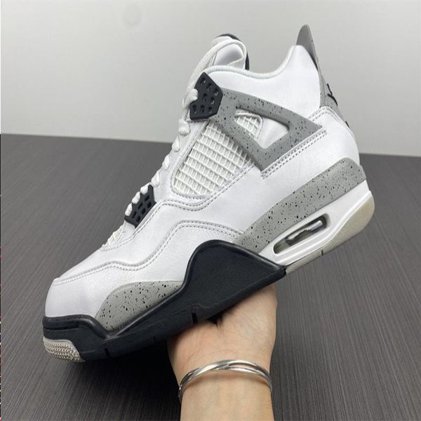 

4 athletic box with women 4s quality sports high white cement shoes basketball new men shoes outdoors sneakers brgei, Black