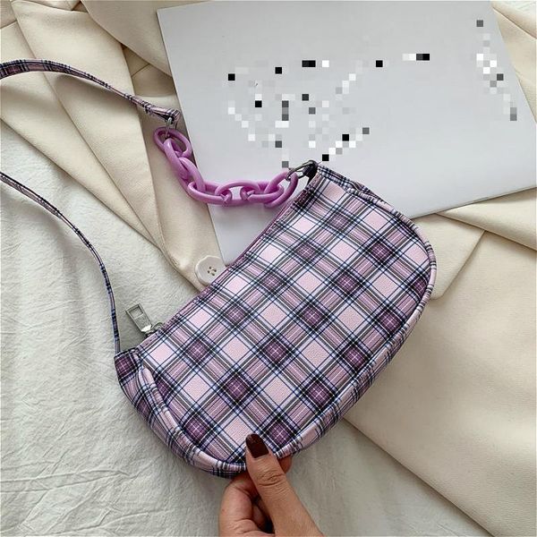 

leather chain ladies small shoulder bags fashion plaid women underarm bag female clutch purse baguette handbag bolsa feminina cross body