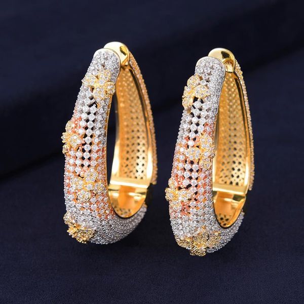 

missvikki brand design charm hoop earrings geometric round shiny austrian crystal rhinestone big earring fashion jewelry, Golden