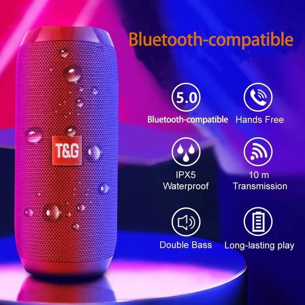 

portable speaker wireless bluetooth-compatible column waterproof outdoor usb aux tf fm radio subwoofer loudspeaker caixa de som