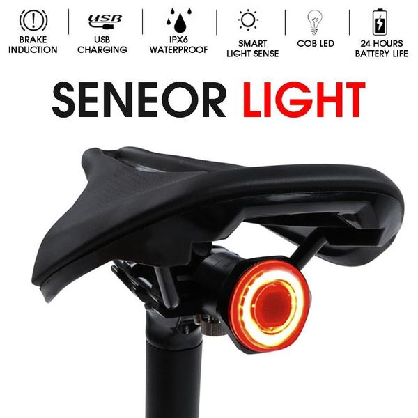 

bike lights ipx6 waterproof led bicycle intelligent induction brake taillight mountain tail lamp usb charging seneor light