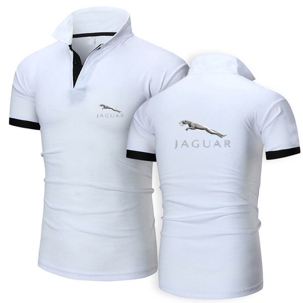 

jaguar men's t-shirt, fashion polo, casual, tight fitting, solid color, busins cloth, new in summer 2021, White;black