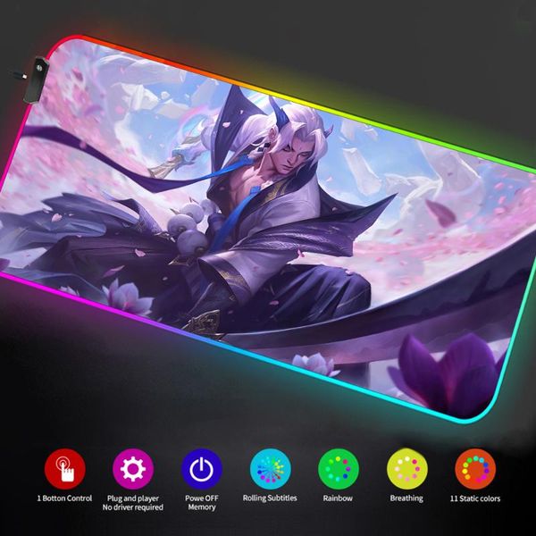 

mouse pads & wrist rests league of legends thresh rgb pad anime led luminous keyboard large gamer desk drop