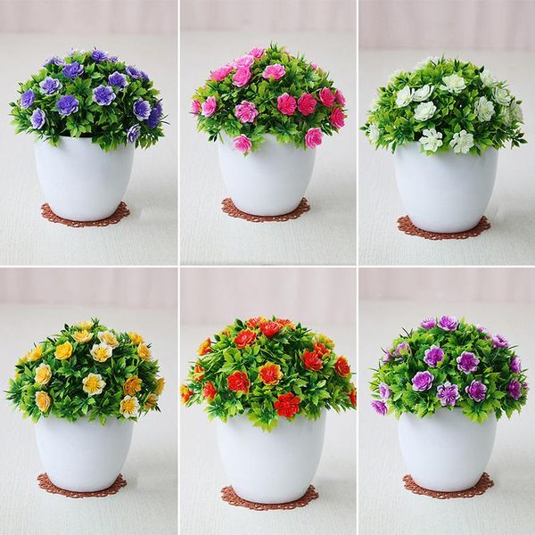 

decorative flowers & wreaths artificial fake potted flower plant bonsai outdoor home garden decor gifts white/yellow/purple/blue/pink/red 15