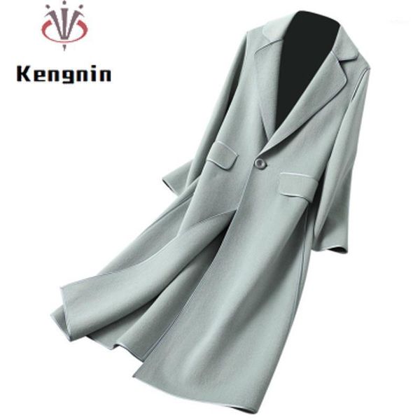 

women's wool & blends double- size wool&blends jackets women winter coats korean chic loose ladies overcoat casual pockets female outer, Black