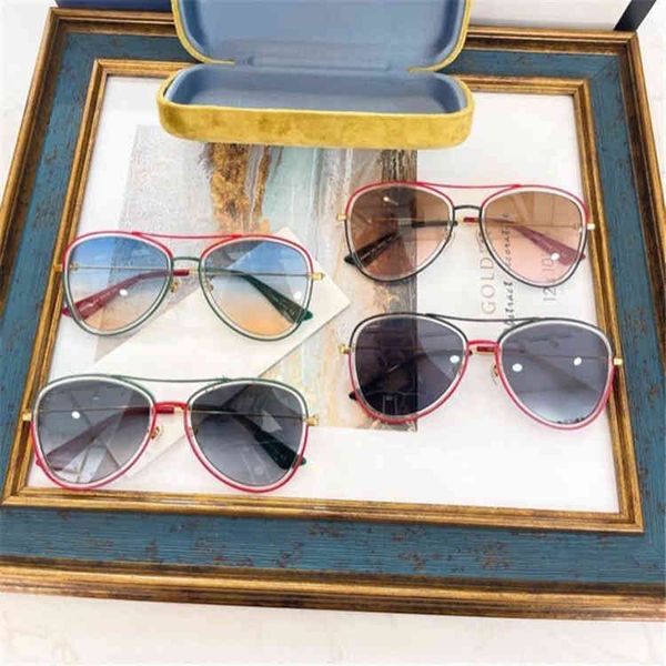 

2022 factory wholesale model fashion pilot drives star net red same female gg0590 sunglasses, White;black