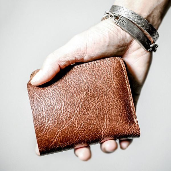 

handmade men retro wallet genuine leather brown cowhide short card holder brand purse male money bag nr115 wallets, Red;black