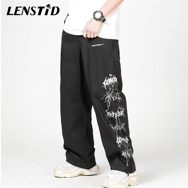 

lenstid men hip hop lightning printed baggy joggers pants harajuku streetwear sweatpants casual summer harem track trousers 211112, Black