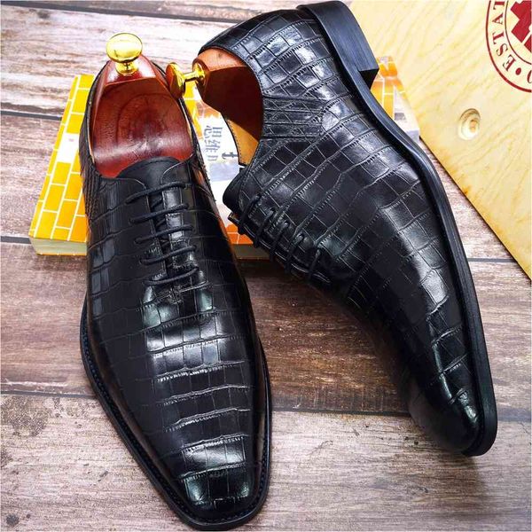 

dress shoes luxury male oxford dress shoes, genuine leather alligator, handmade shoe impressions with full cords, formal wedding shoes 1fu2, Black