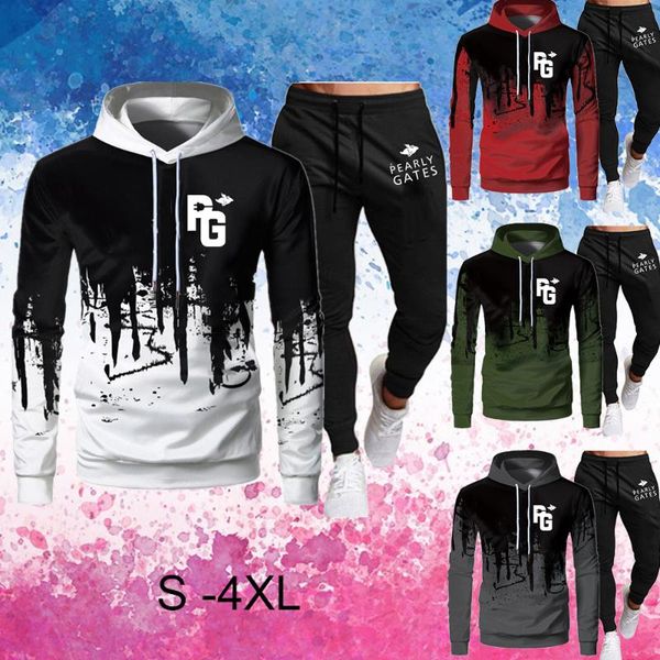 

jogging clothing p gates tracksuit men sets long sleeve hoodies & sweatpants for fall winter men's design casual hooded sportswears 202, Black;red