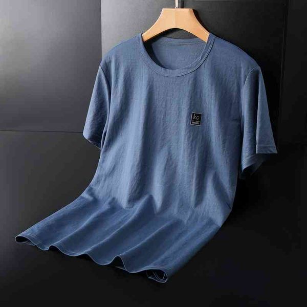 

summer tening and spring tide cotton hemp t-shirt men's loose oversize fat man 300kg half sleeve, Black