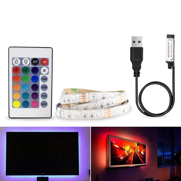 

strips white/warm white/rgb usb led strip light 5v tv backlight flexible tape 1-5m home wall christmas decor lights