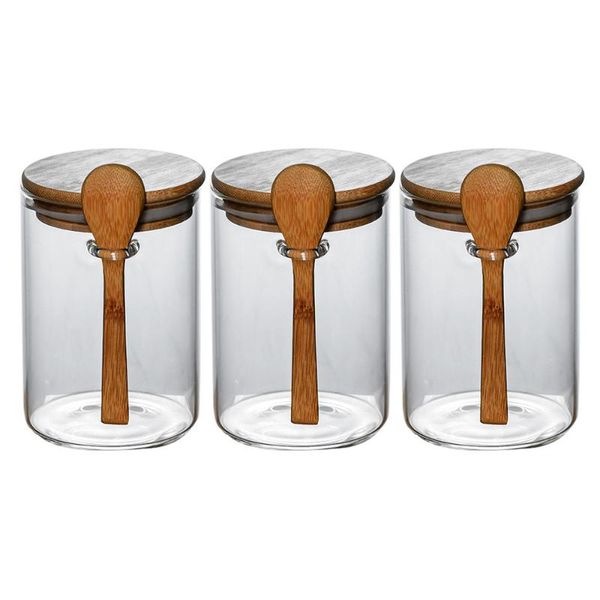 

storage bottles & jars 3pcs kitchen wood lid containers coffee beans
