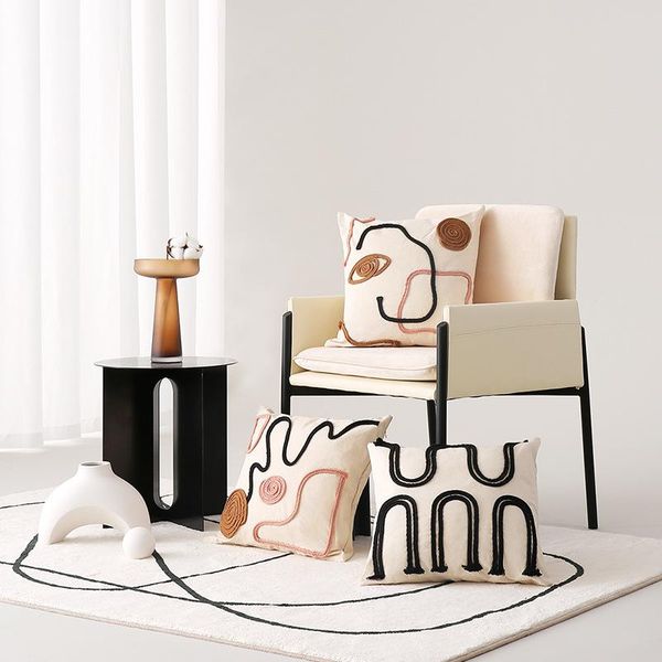 

cushion/decorative pillow creative sofa pillowcase abstract bedside seat cushion cover 45x45 office lumbar support model room embroidery