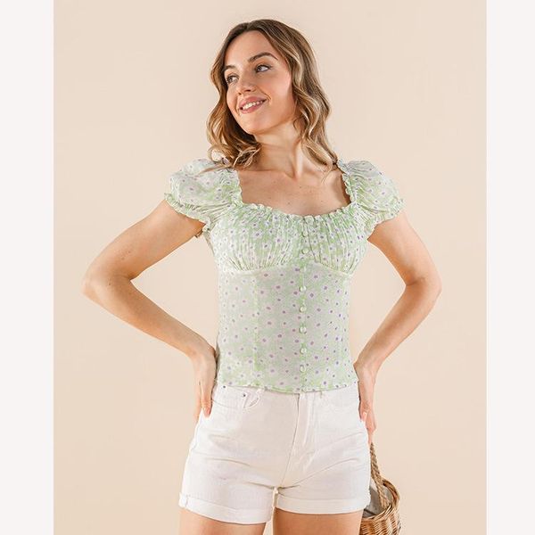 

women's blouses & shirts women shirt 2021 spring and summer style ladies splicing printed blouse, White