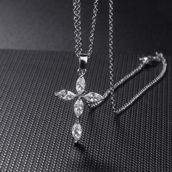 

women necklaces couple necklace silver plated cubic zirconia cross banquet wedding fashion jewelry give girlfriend gift pendant