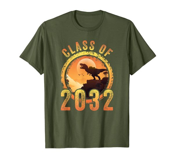 

class of 2032 tyrannosaurus rex dinosaur back to school t-shirt, White;black